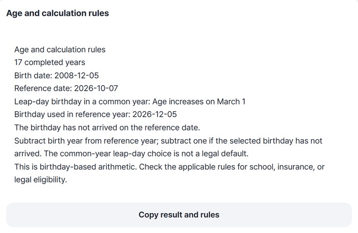 Preview showing 17 completed years and the before-birthday note