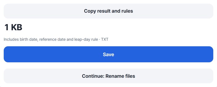 Copy result and rules, Save and Continue buttons