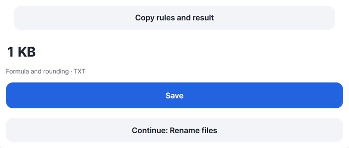 Copy rules and result, Save and Continue buttons