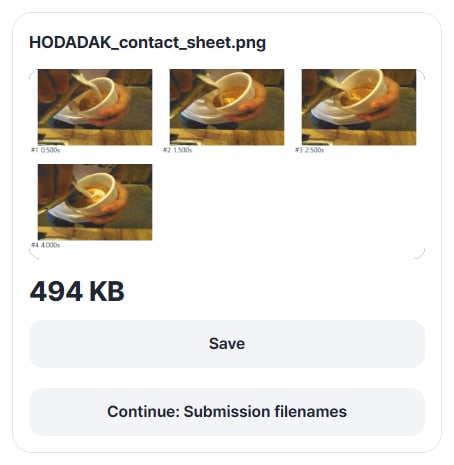Contact sheet with 4 frames, 494 KB, Save button